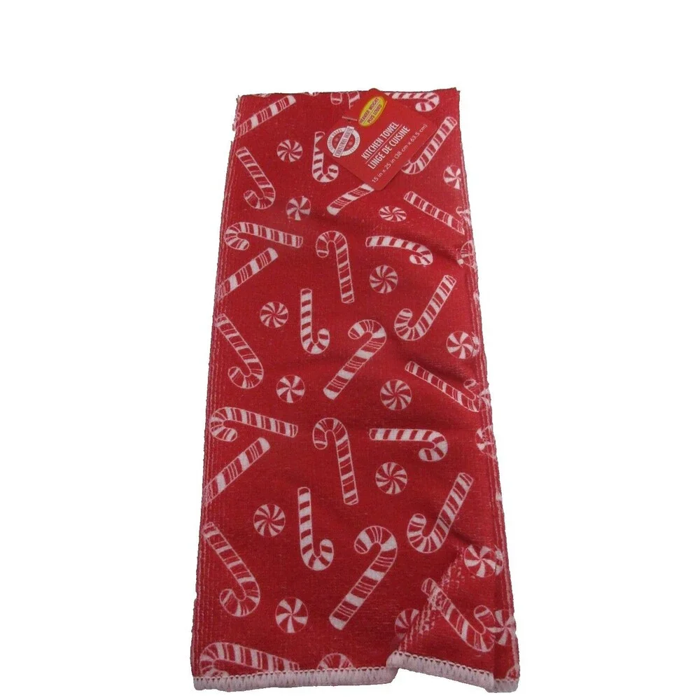 3 pc kitchen towel set (2 Kitchen Towels 1 Oven Mitt)North Pole Christmas Candy